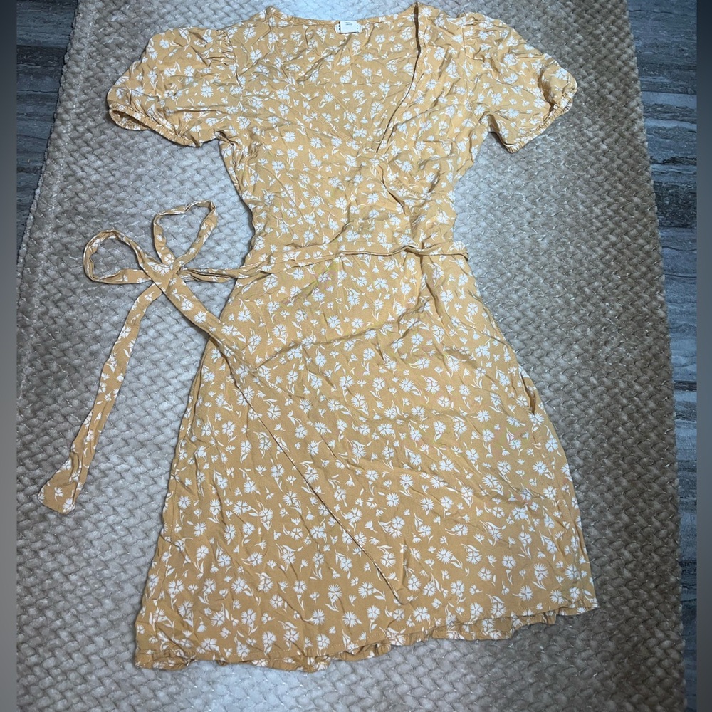 Billabong Mustard Floral Wrap Dress